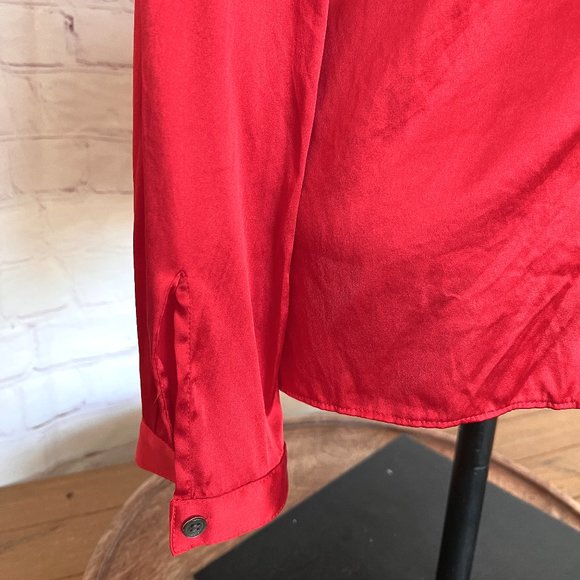 Theory - Red Silk Long Sleeve Blouse -Size Small - Picture 5 of 8